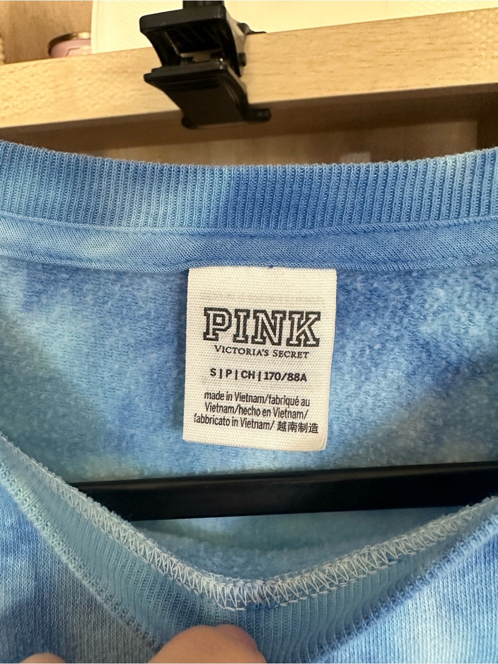 PINK S Blue Tie-Dye Crewneck Sweatshirt - Picture 2 of 4